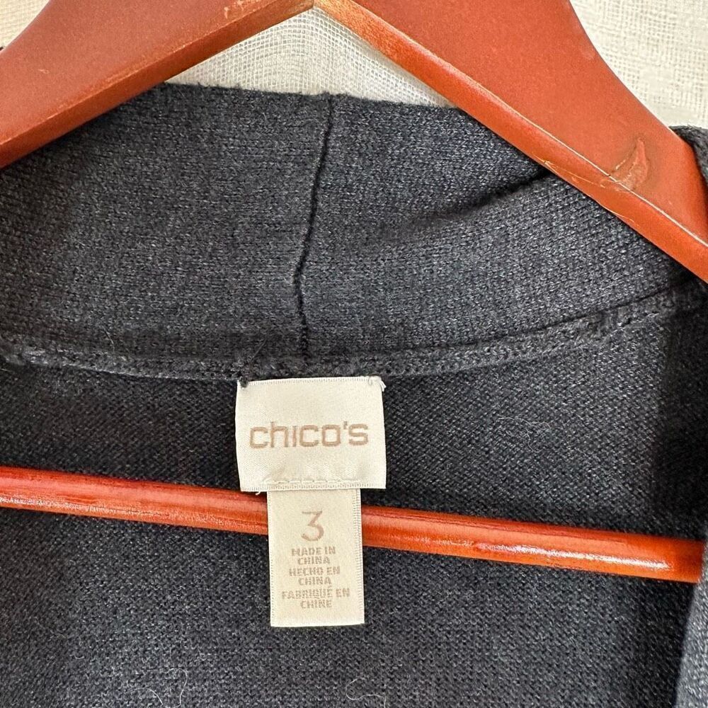 Chico’s Gray Rhinestone Embellished Cardigan Sweater Open Front Womens XL - Picture 4 of 9